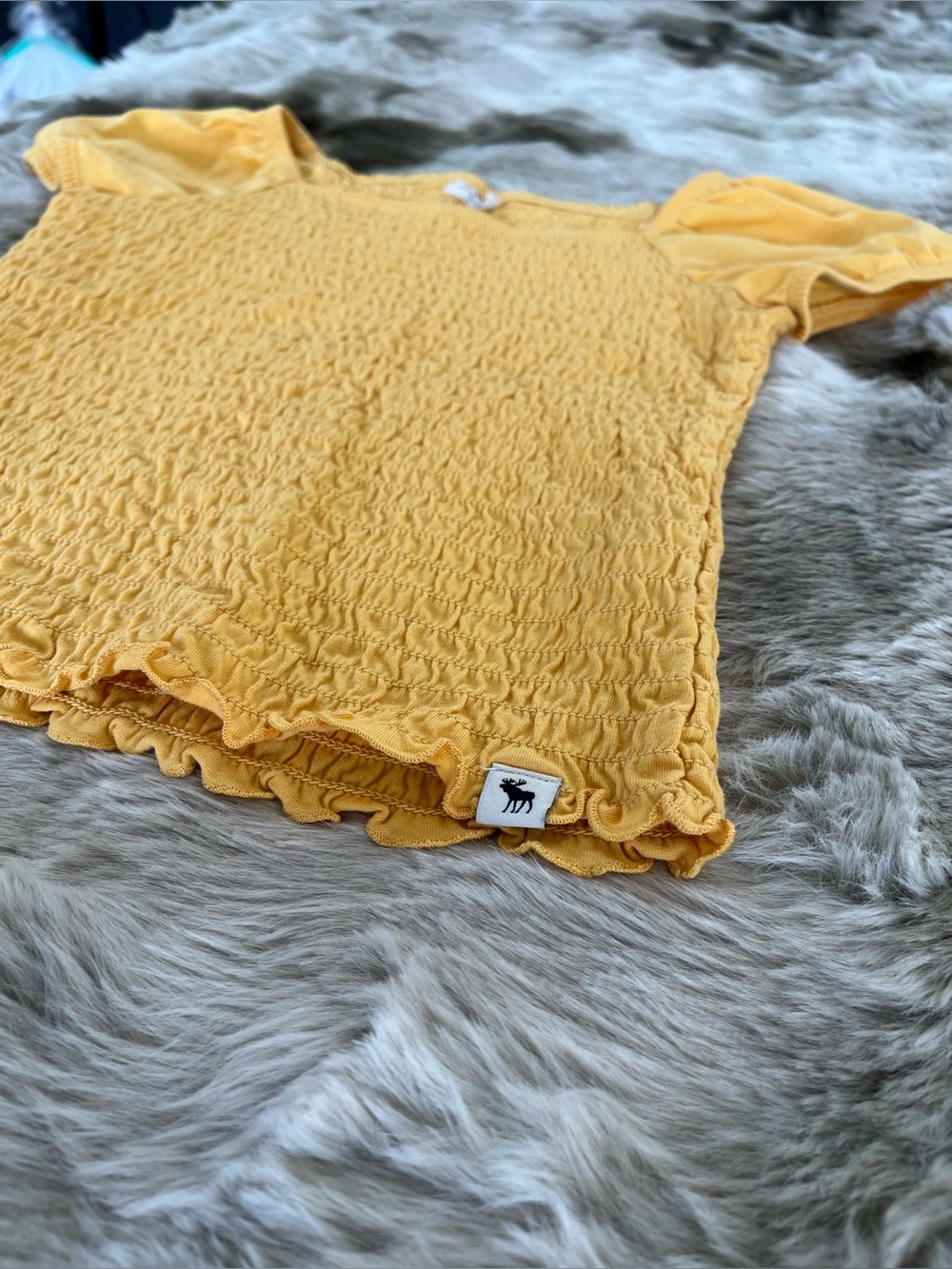 Abercrombie & Fitch Yellow Smocked Ruffle Top